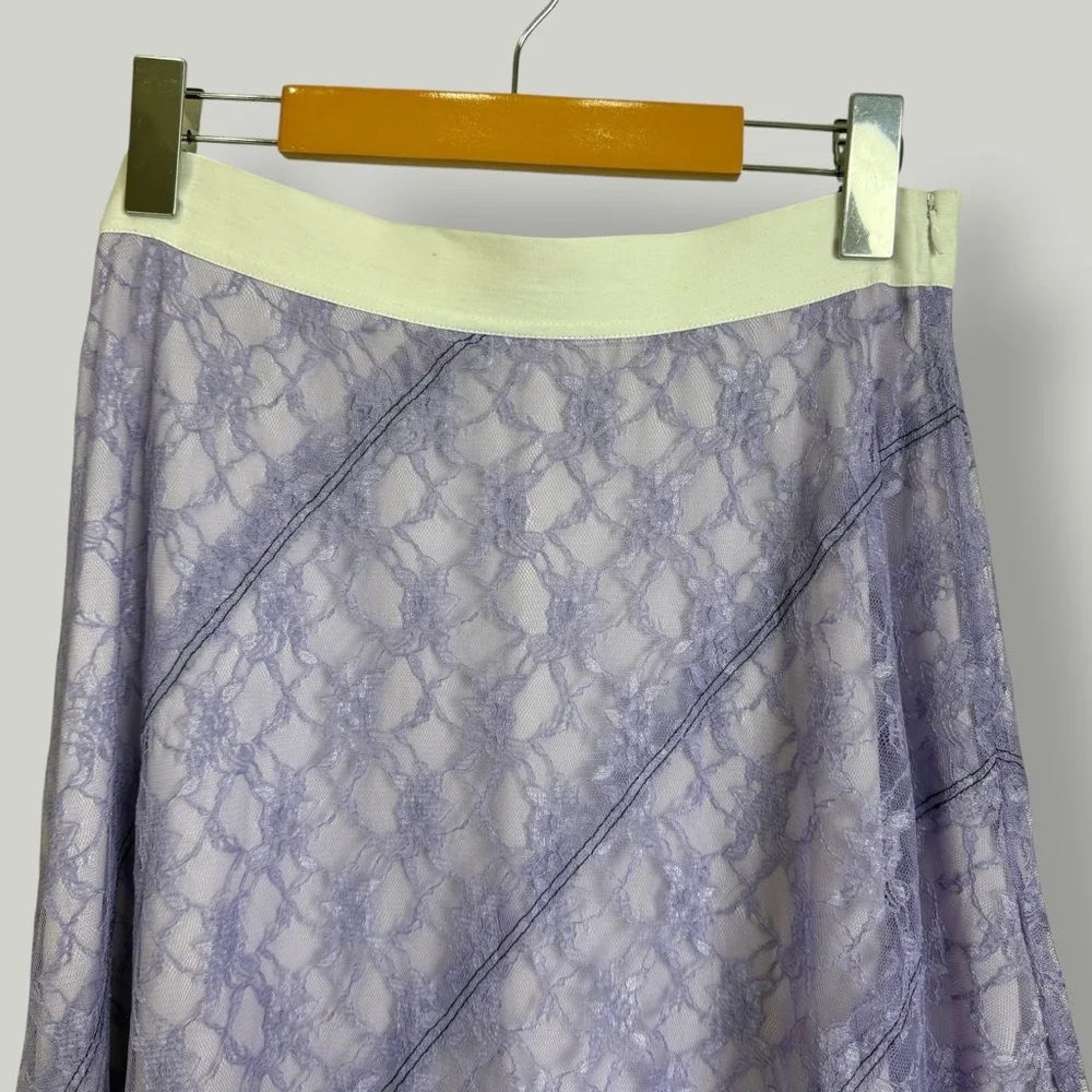 Sandro Skirt Women Size 3 Medium Midi Highwaisted Lace Preppy A-line High-rise - Picture 3 of 14